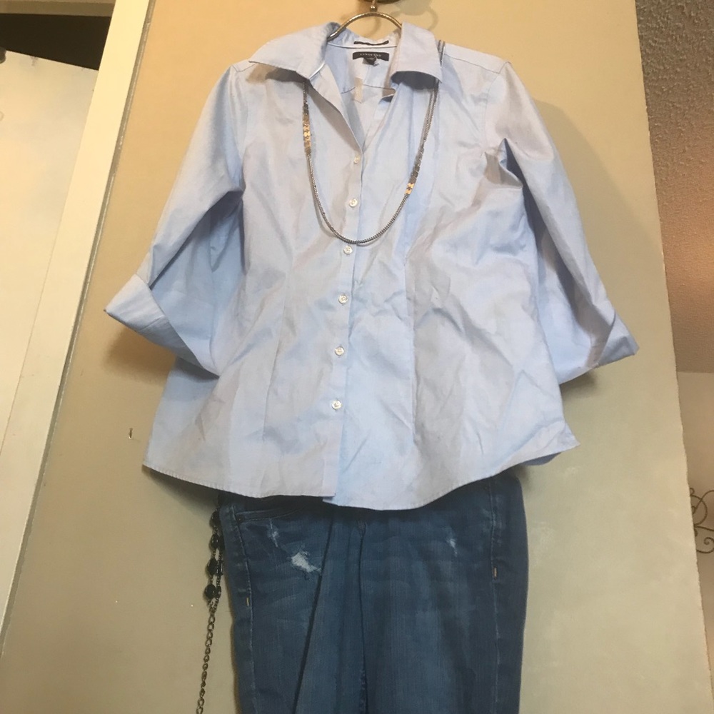 Blue Button Down Blouse - image 1